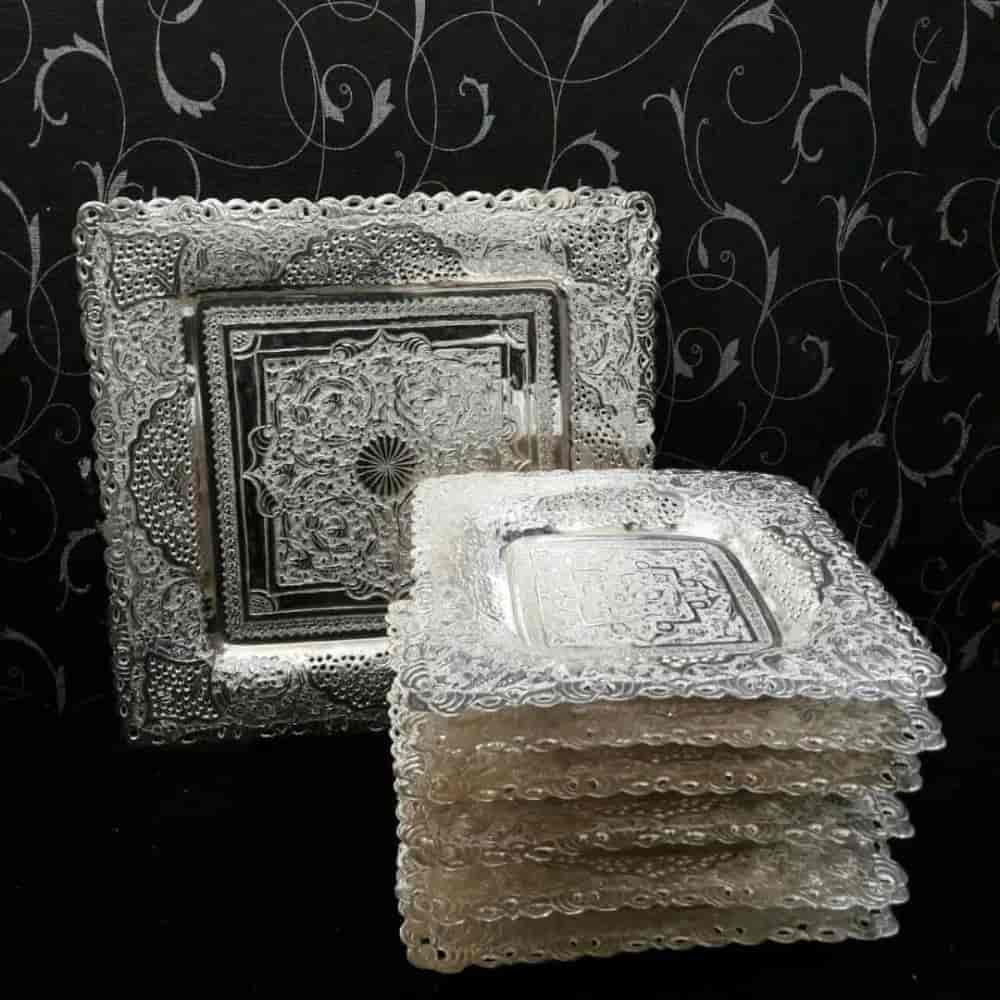 شیرینی خوری 7 پارچه چهارگوش نقره