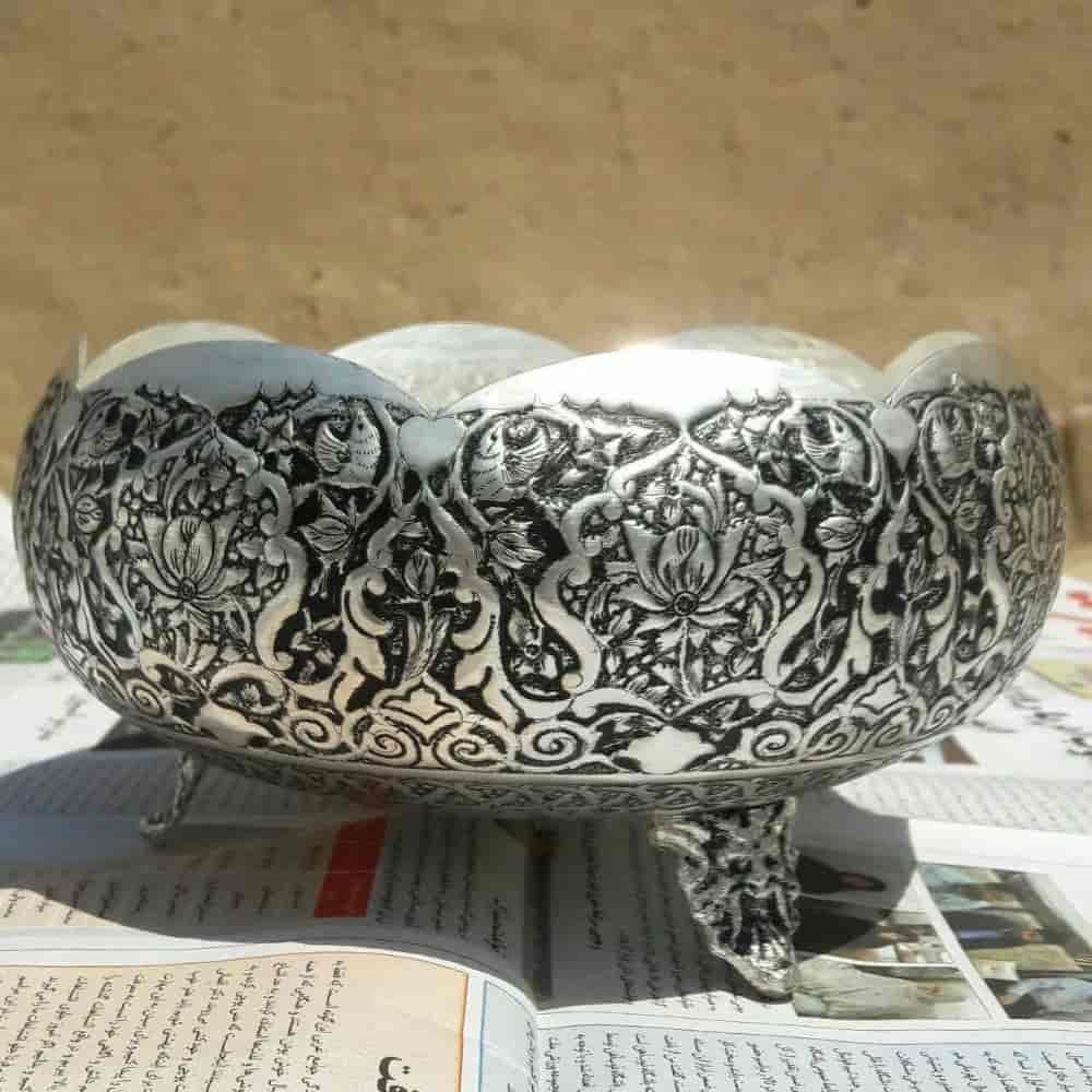 پسته خوری سیاه قلم طرح گل مرغ