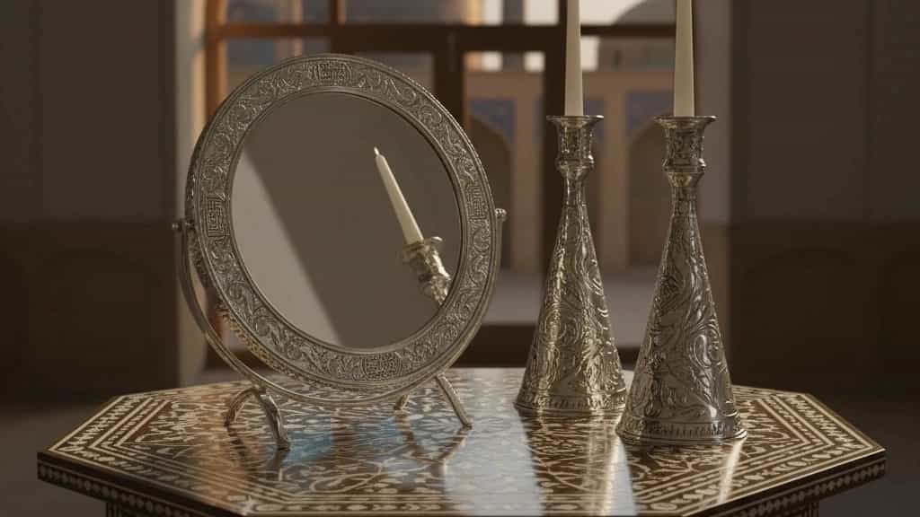 خرید آینه و شمعدان نقره اصل در اصفهان